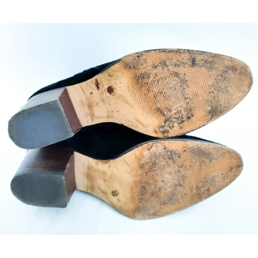 Sole Society Suede Black Ankle Boots Bootie Side Zip Size 9.5‎ Womens Preppy